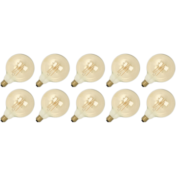 Lighto | Filament LED | Gros culot E27 | Lampe globe | Doré | 125 mm | 4W | Lot de 10