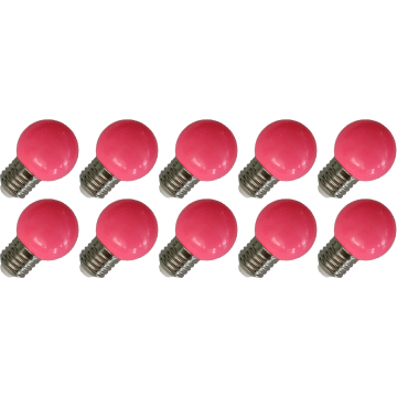 Lighto | Lampe LED | Gros culot E27 | Lampe sphérique | Rose | 45mm | 1W | Lot de 10