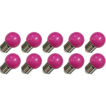 Lighto | Lampe LED | Douille grande E27 | Ampoule sphérique | Violet | 45mm | 1W | Lot de 10