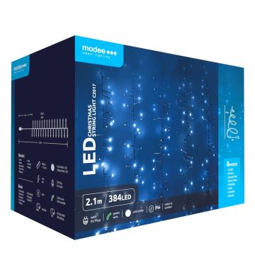 Modee | Kerstverlichting LED lichtsnoer | 2,1m | 384 Lichtpunten met 8 Lichtstanden |IP44 | Koud Wit Licht