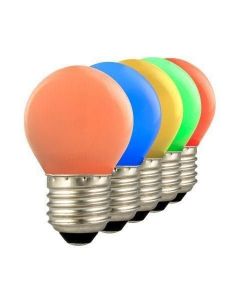 Lighto | LED 5x Ampoule Spherique Plastique | E27 | 1W Rouge/Jeune/Orange/Vert/Blue