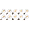 Lighto | Filament LED | Gros culot E27 | Lampe standard | Claire | 60mm | 4W | 10 pièces