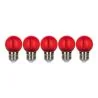 Bailey 5x Ball Bulb Red | LED Filament 0.6W | Large fitting E27 Plastic