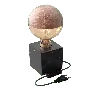 Calex | Luminaire de table | Marbre noir | Câble en tissu noir de 1,8 m | Interrupteur marche/arrêt