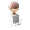 Calex | Luminaire de table | Marbre blanc | Câble en tissu blanc de 1,8 m | Interrupteur marche/arrêt