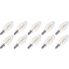 Lighto | Filament LED | Douille petite E14 | Ampoule bougie torsadée | Claire | 35mm | 2W | Pack de 10