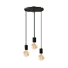 Calex | Retro Suspension | Plaque de plafond Ø400mm | Noir | 3xE27 socket | 2M cordon