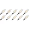 Lighto | Filament LED | Gros culot E27 | Lampe bougie | Claire | 35mm | 2W | Lot de 10